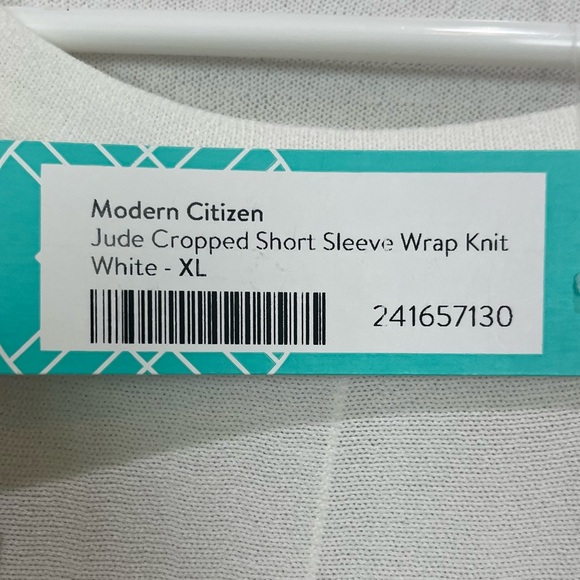 NWT Modern Citizen Jude White Wrap Knit S. Sleeve Top Sz XL Stretchy Front Tie - Picture 3 of 16